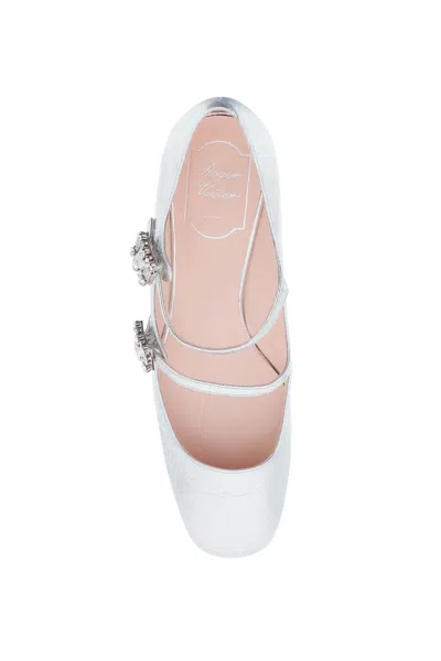 Shop Roger Vivier Elegant Silver Leather Mary Jane Pumps For Women In Grey