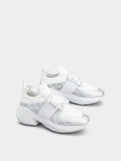 Shop Roger Vivier Viv'run Heb. Strass Sneakers In White