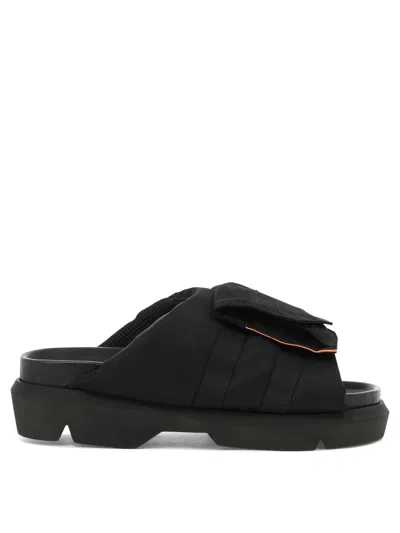 Shop Sacai Men's Black Sandals For Ss24
