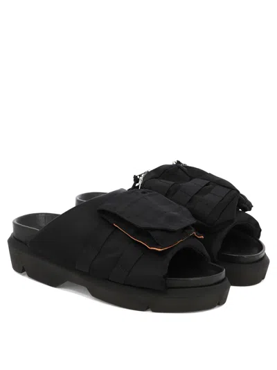 Shop Sacai Men's Black Sandals For Ss24