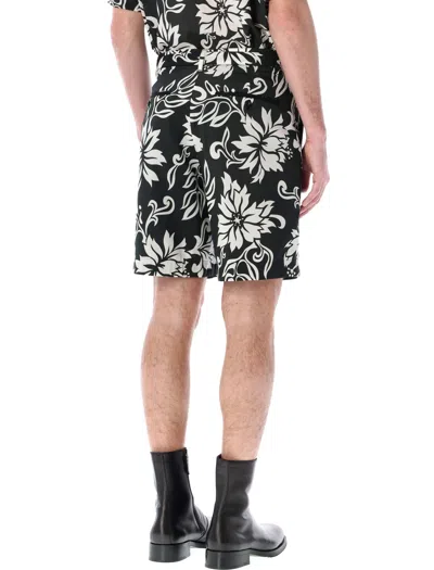Shop Sacai Men's Floral Print Shorts For Ss24 In Black