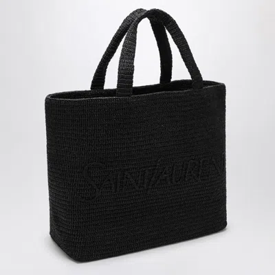 Shop Saint Laurent Logo Shopping Handbag In Black