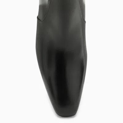 Shop Saint Laurent Black Leather Round Toe Ankle Boot For Women