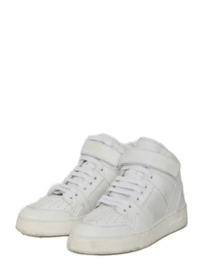 Shop Saint Laurent White Leather Men's Sneakers For Fw23