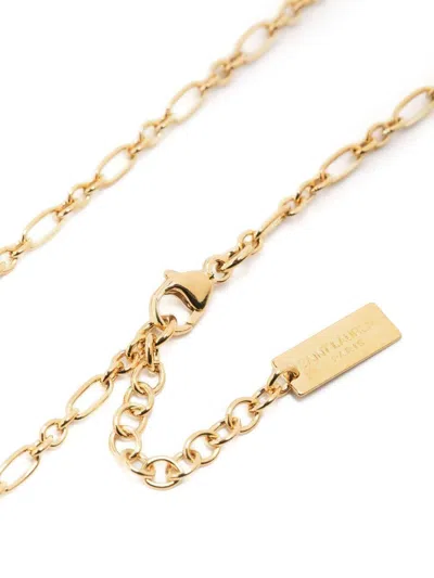Shop Saint Laurent Long Parallel Chain Necklace In Gold