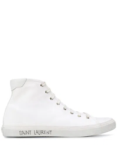Shop Saint Laurent Men's White Optic Low Top Sneakers For Ss21