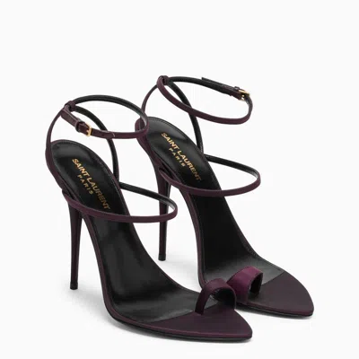 Shop Saint Laurent Plum-coloured Shantung Silk Pointed Toe Sandal For Women In Purple