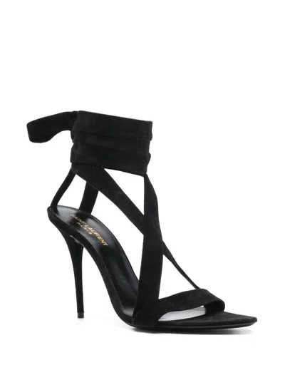 Shop Saint Laurent Stunning Suede Sandals For Women In Nero In Black