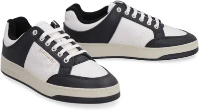 Shop Saint Laurent White Perforated Calfskin Sneakers For Women