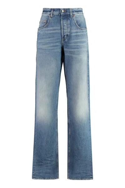 Shop Saint Laurent Wide-leg Jeans For Women In Blue