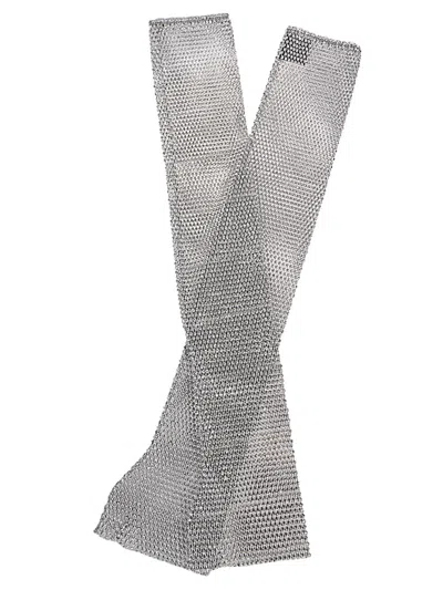Shop Santa Brands Silver Rhinestone Long Gloves For Women In Grey