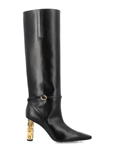 Shop Givenchy Sculpted Heel Leather High Boot For Women By  In Black