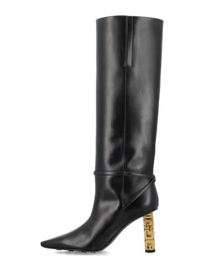 Shop Givenchy Sculpted Heel Leather High Boot For Women By  In Black