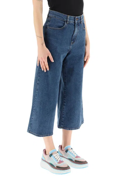 Shop See By Chloé Organic Denim Culottes Pant In Blue