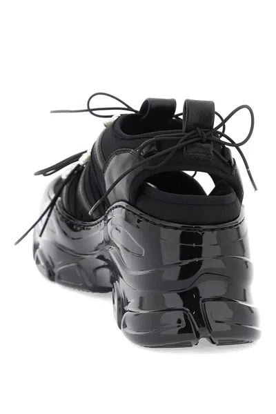 Shop Simone Rocha Black Sandal-style Sneakers With Pearls And Crystals For Men