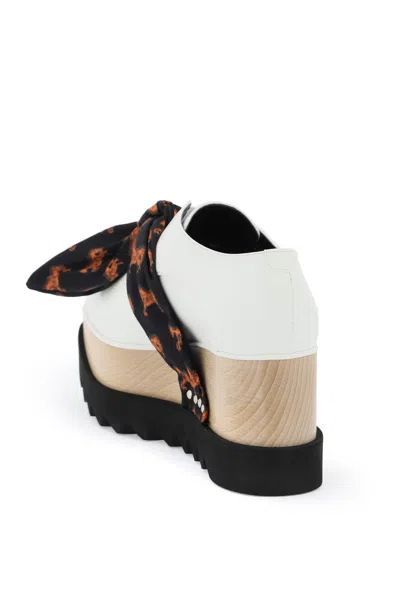 Shop Stella Mccartney White Platform Loafers With Printed Band