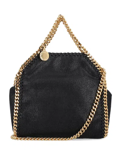 Shop Stella Mccartney Classic Black Tote Handbag With Vegan Shaggy Deer Fabric And Gold Chain Details