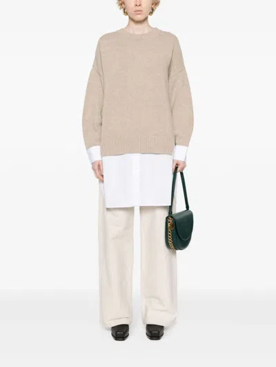 Shop Stella Mccartney Layered Wool And Cotton Sweater For Women In Beige