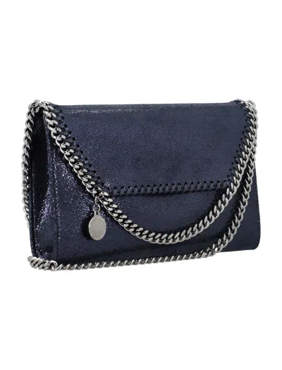 Shop Stella Mccartney Mini Flap Falabella Shiny Handbag In Black