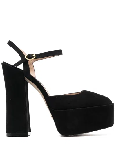 Shop Stuart Weitzman Elegant Black Suede Pumps For Women With Platform Heels