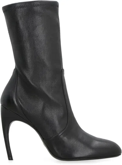 Shop Stuart Weitzman Luxecurve Leather Ankle Boots For Women In Black