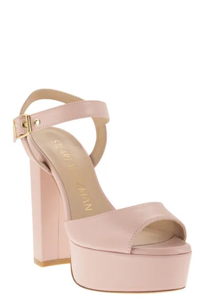Shop Stuart Weitzman Retro And Romantic Leather Platform Sandals In Light Pink