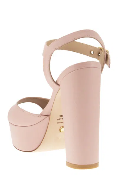 Shop Stuart Weitzman Retro And Romantic Leather Platform Sandals In Light Pink