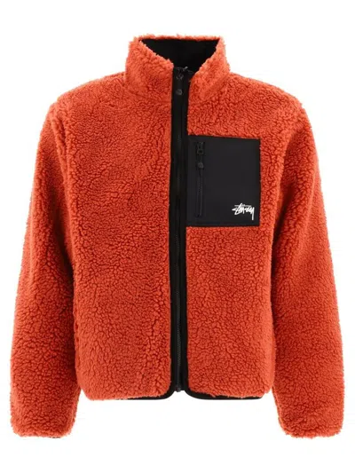 Shop Stussy "sherpa" Reversible Jacket In Orange