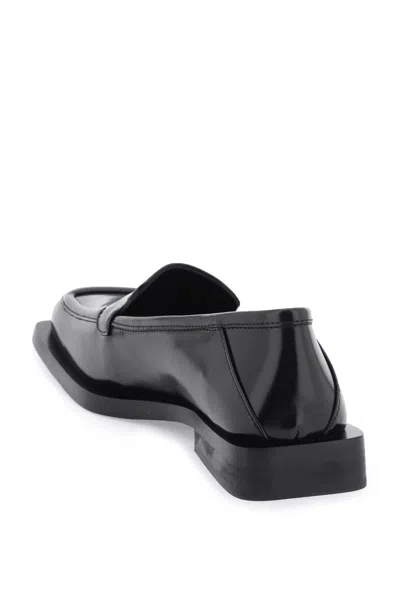 Shop Attico Brushed Leather Square Toe Loafers For Women In Black