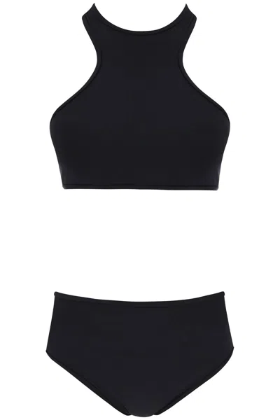 Shop Attico Elegant Beach Look Bikini Set With Mesh Inserts In Black