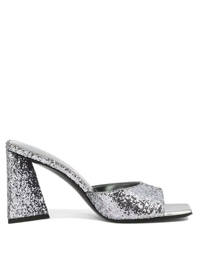 Shop Attico Grey Pyramid Heel Slip-on Sandals For Women In Gray