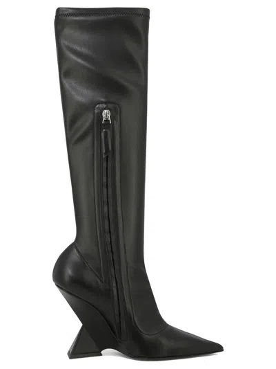 Shop Attico Sleek And Sophisticated Black Leather Pull-on Boots