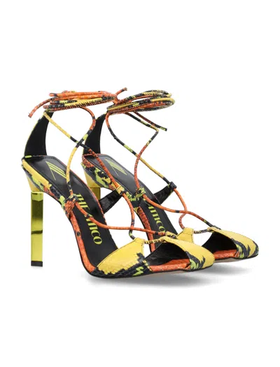 Shop Attico Women's Python Printed Lace-up Sandals In Orange For Fall/winter 2024