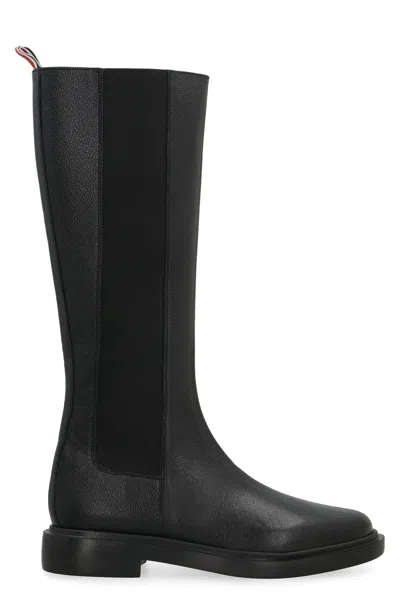 Shop Thom Browne Black Leather Boots For Women