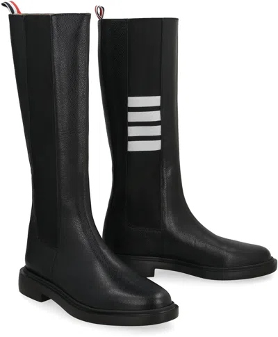 Shop Thom Browne Black Leather Boots For Women