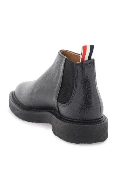 Shop Thom Browne Men's Leather Mid Top Chelsea Boots In Black