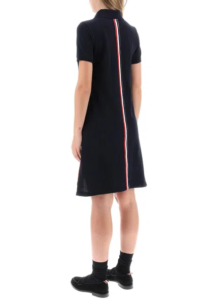 Shop Thom Browne Rwb Striped Polo Dress With Band In Blue
