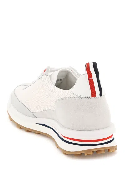 Shop Thom Browne White Mesh Sneakers With Suede Inserts For Women