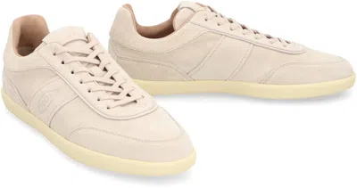 Shop Tod's Beige Leather Low Sneakers For Men In Fw23 In Tan