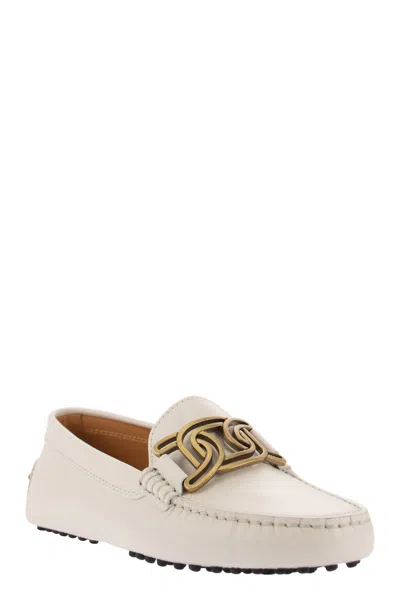 Shop Tod's White Handmade Rubber Moccasin Loafers For Women In Ivory