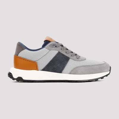 Shop Tod's Grey Textile And Leather Sneakers For Men In Gray