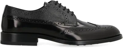 Shop Tod's Men's Brogue Leather Lace-up Shoes In Black