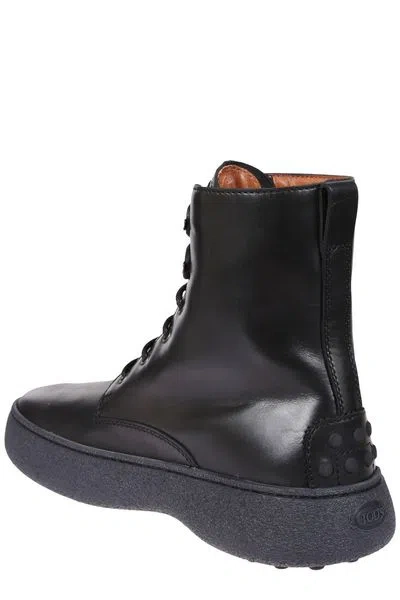 Shop Tod's Men's Winter Rubber Boots In Black Calf Leather In Gray