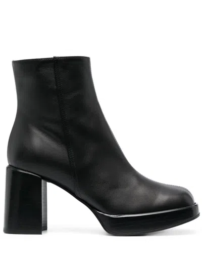 Shop Tod's Statement-making Leather Square-toe Boots For Women In Black