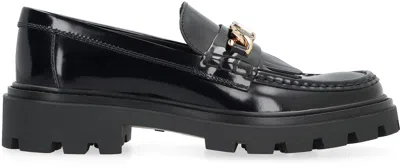 Shop Tod's Stylish Black Leather Loafers For Women
