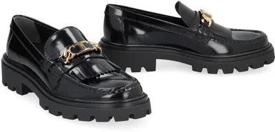 Shop Tod's Stylish Black Leather Loafers For Women