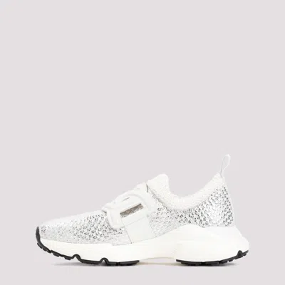 Shop Tod's White Cotton Sneakers For Women