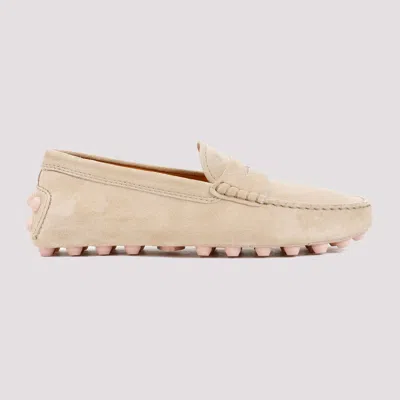 Shop Tod's Women's Lace-up Suede Loafers In Beige