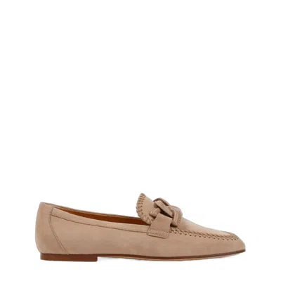 Shop Tod's Women's Nude & Neutrals Suede Leather Loafers In Beige