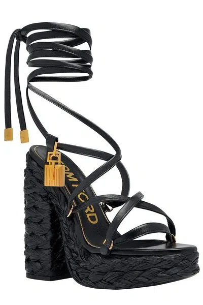 Shop Tom Ford Black Leather Platform Sandals For Women